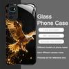 Stylish Eagle Golden Diamond Pattern Tempered Glass Phone Case for Motorola Moto G85 G84 G75 Edge 50 Fusion 40 Neo 30 Pro Cover