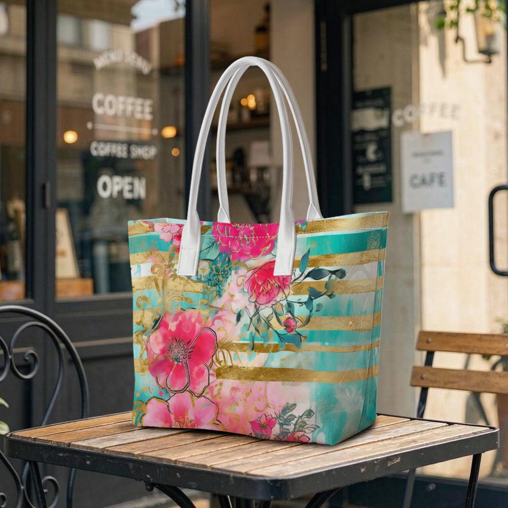 Floral Printed Women Tote Bag Fashion Casual Shoulder Bag for Daily Use Ladies Elegant Handbag
