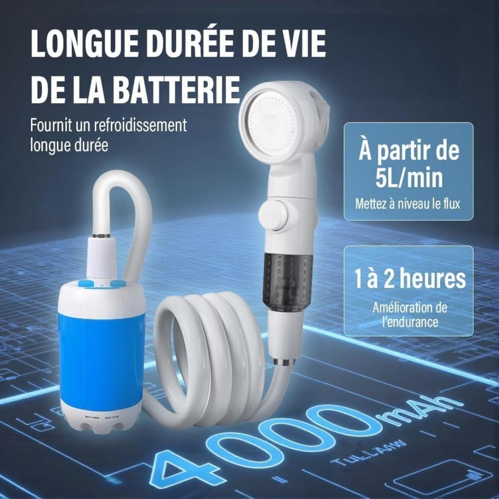 Portable Camping Shower, Portable Outdoor Shower, Rechargeable Electric Shower Pump, Camping Accessories with 3 Modes Shower Head for Camping, Hiking