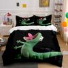 Green Cartoon Lizard with Open Mouth Print Soft Comfortable Duvet Cover Bedding Set Included 1*Duvet Cover 2*Pillowcases