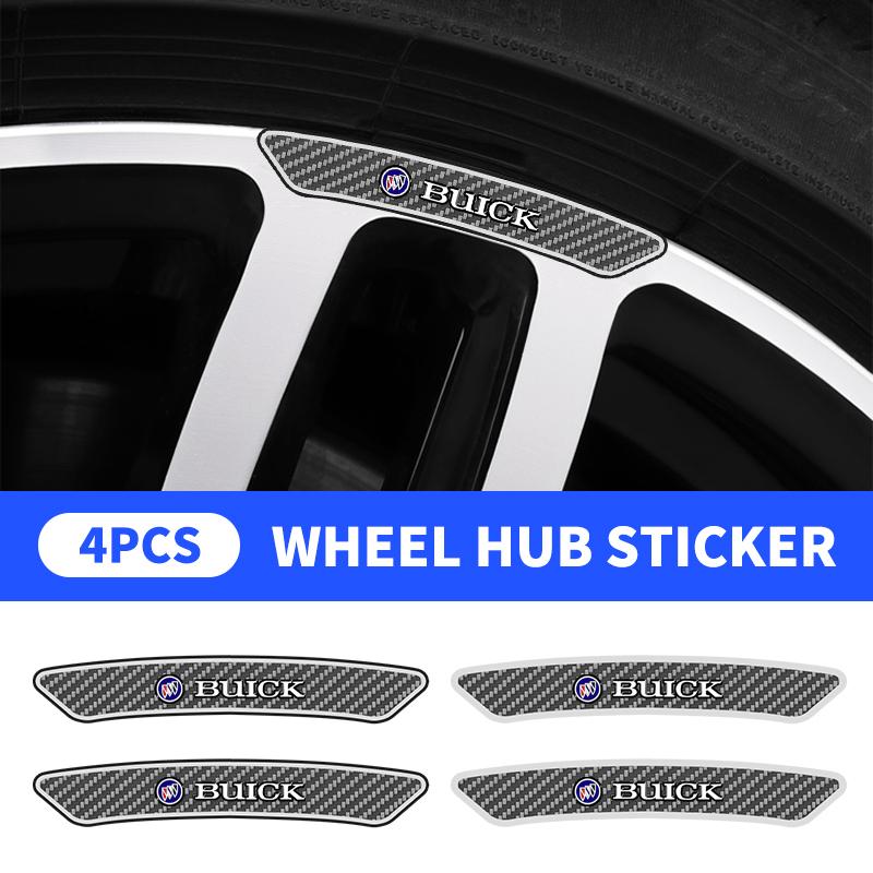 4Pcs Carbon Fibre Emblem Wheels Rims Stickers Decal For Buick Excelle XT Envision Excelle GT LaCrosse Enclave Royaum Park Avenue