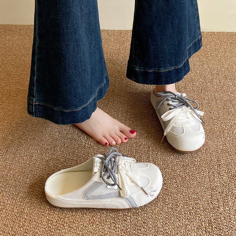 

Внутренний увеличивающий рост мешок, голова полу-тапочки, немецкие тренировочные туфли для женской верхней одежды, лето 2025, сетчатые дышащие, новые полушлепанцы на одной педали 35