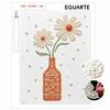 Daisy Flower Vase Pearl Art Kit with Frame 3D Sparkling Canvas Painting Elegant Luxury Room Wall Decor Gift Art Projects for Home Decor Display