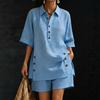Fall Summer Women Clothing Short Sleeve Blouse Loose Fit Pants Fashion Casual