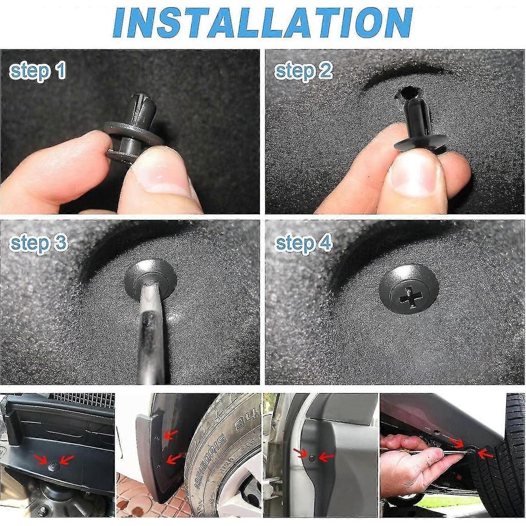 100 Pcs Car Body Trim Clips, Plastic Rivet Fasteners Universal Auto Black Nylon Clips Bumper Clips Car