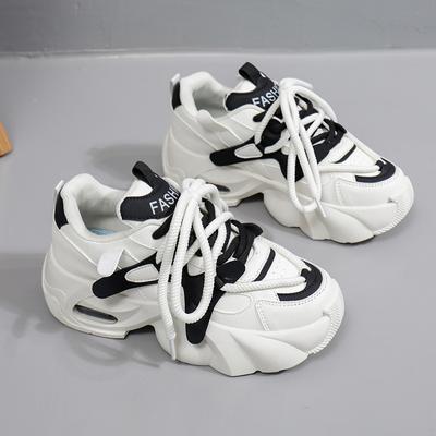 New Spring Chunky Sneakers Women's Gothic Platform Vulcanize Shoes Girls Trendy Streetwear Lace Up Wedged Trainer Cushion Shoes