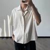 Men's Summer Vintage Shirt Hong Kong Style Student Loose Niche Design Fun New Men's Top for Outerwear