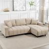 Corner Sofa, Reversible Chaise Longue, Cushions, 242 x 156 x 87 cm, Beige