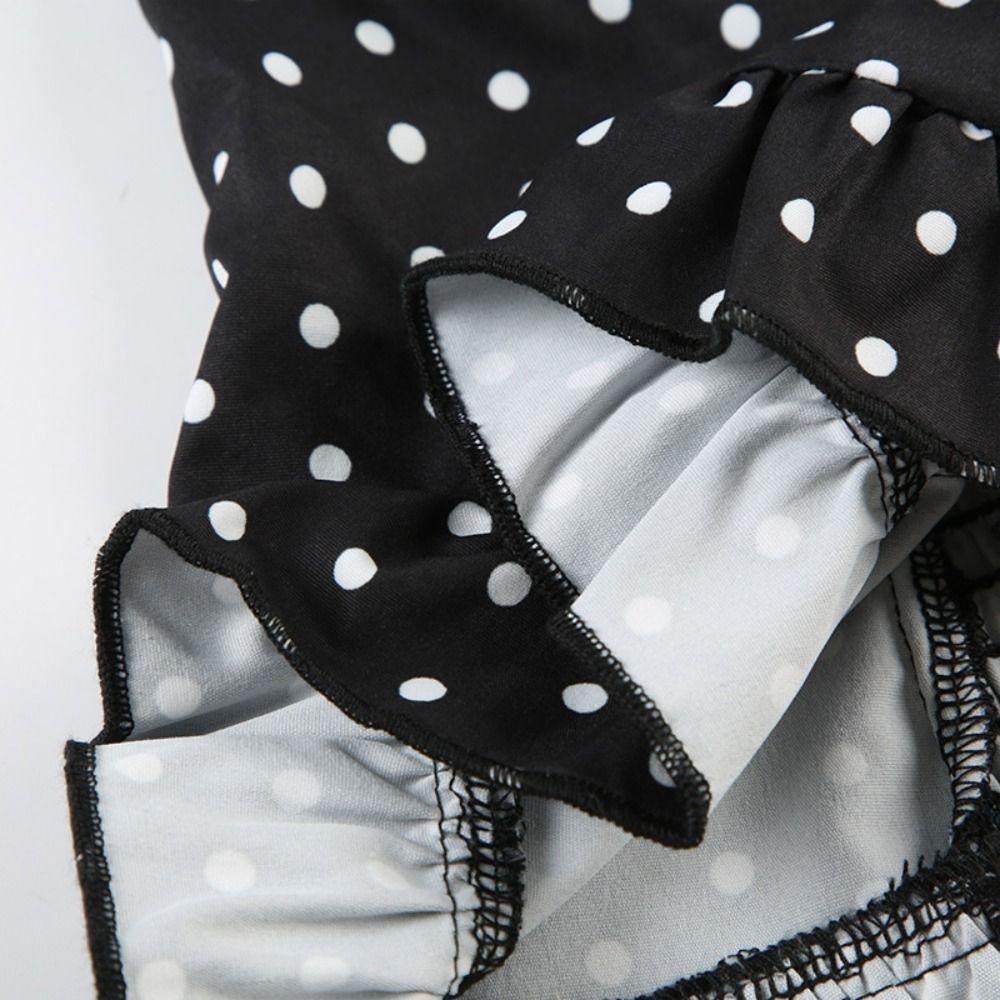 Sleeveless Y2k Dot Crop Top Slim Fit Women Camisole Sweet Halter Ruffle Vest Top Summer