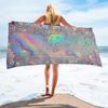 1Pc Large Size Ins Gradient Macaron Cartoon Beach Towel Ultra Absorbent Beach Holiday Shoulder Wrap Soft Fabric Beach Accessory