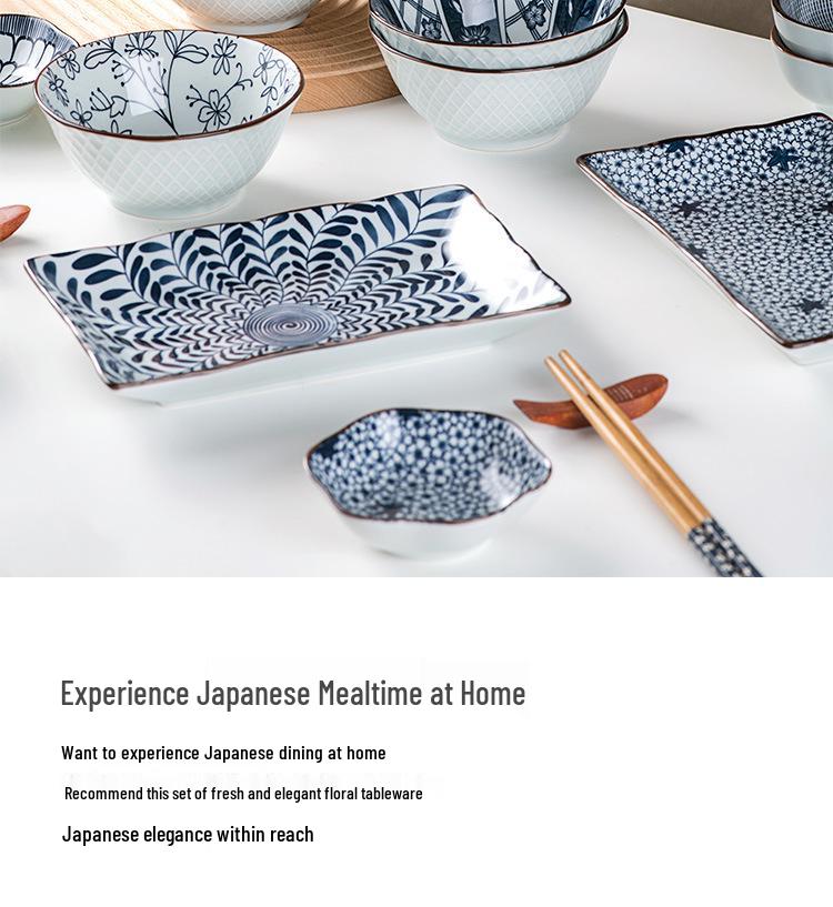 Porcelain Bowl & Plate Set - Blue & White Gift Set for Home, Creative Company Opening, Souvenir