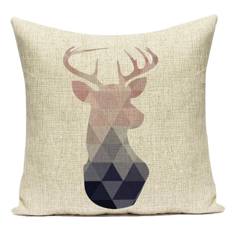 Geometric Home Pillowcase Animal Deer Car Nordic Home Decor Room Decoration Colorful Throw Pillows Custom Print Cushion Cover