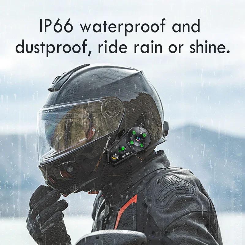 Kebidumei D2-6X Motorcycle Helmet Intercom Headset 1000M Wireless Interphone Communicator for 6 Riders Music Share Waterproof