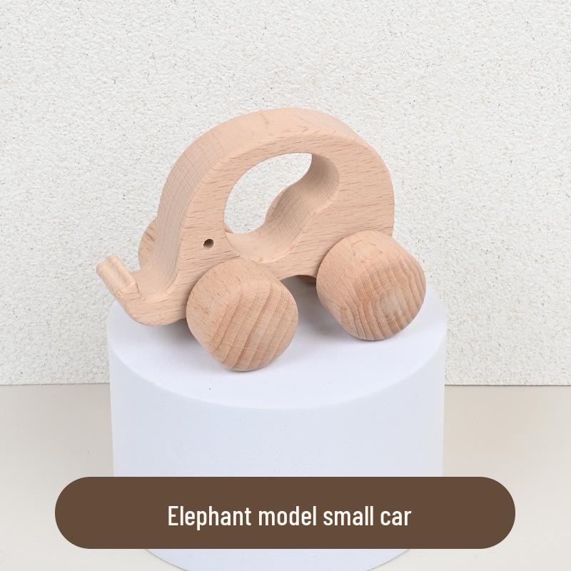 Beech Wood Toy Car - Original Inertia Push Car for Infants, Grasping Training, Solid Wood, Safe for Teething, Educational