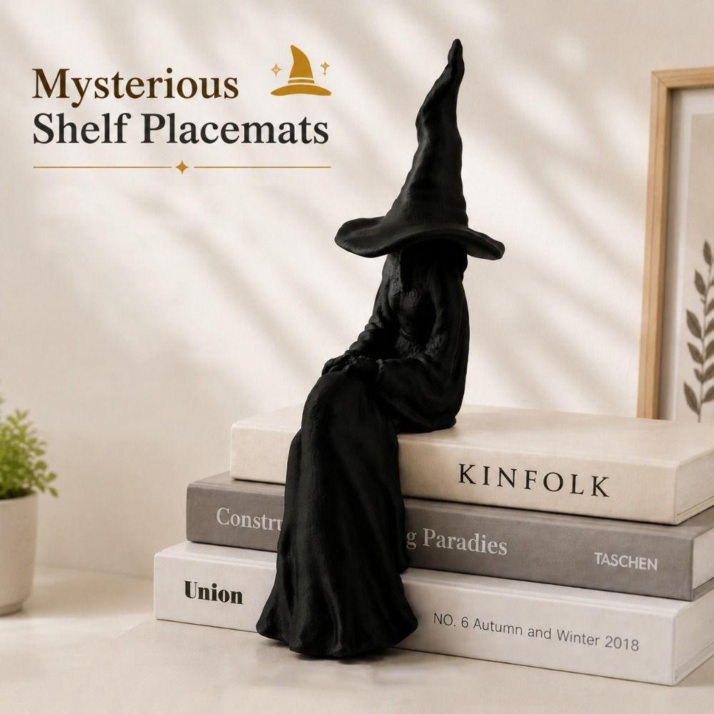 Black Sitting Witch Statue Retro Spooky Bookshelf Ornament Home Decoration