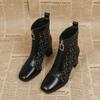High Heels Ankle Boots Women Chunky Square Toe Shoes Woman 2024 Trend Winter New Chelsea Snow Botas Zipper Goth Mujer Zapatos