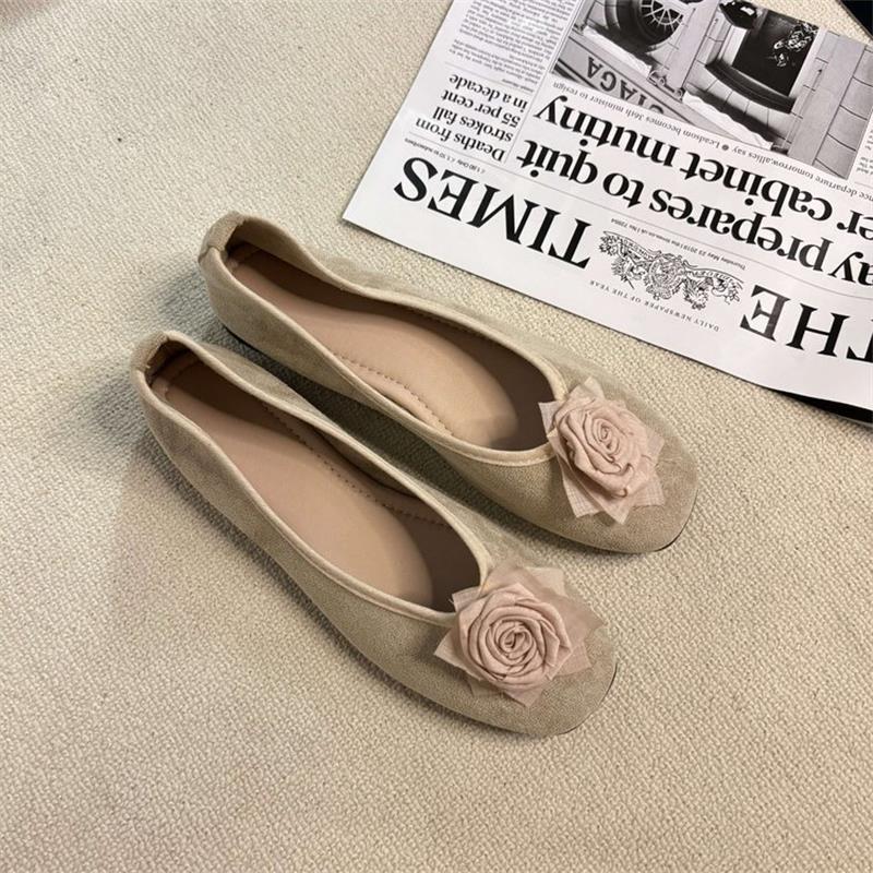 New Chinese light mouth rose flat shoes retro new late evening wind niche design sense beautiful ballet shoes