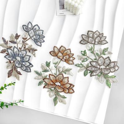 Stickerei Applikation Mehrfarbig Dreidimensionale Blume Perle Pailletten Stoffaufkleber Kleidung Top Rock Gepäck Stoffaufkleber Zubehör