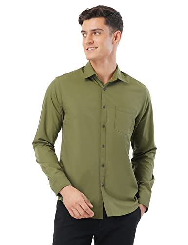 FYLTR Men's Solid Slim Fit 100% Cotton Casual Shirt with Button Down Collar & Full Sleeves