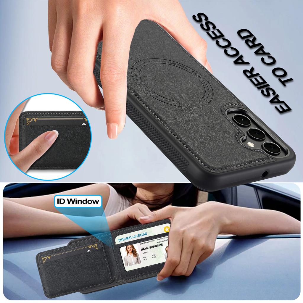For Samsung Galaxy S24+ Magnetic Case Detachable Card Holder Leather+TPU Mobile Cover