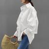 Turn-down Collar Single Breasted Anti-pilling Women Shirt Casual Lantern Sleeve Fashion Shirt Blouse Female Clothing