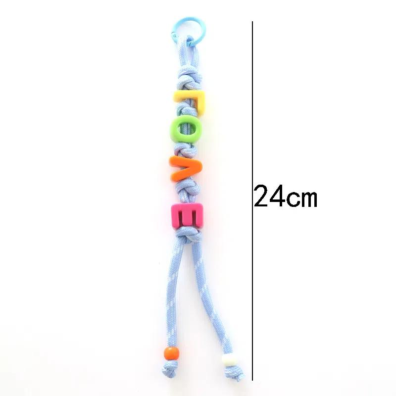 Nowy Dopaminowy Koralikowy Litera Pleciony Smycz Brelok Do Etui na Telefon Kobiety Anti-Lost Węzeł Lina Pasek Kółko do Kluczy Samochodowych Akcesoria DIY