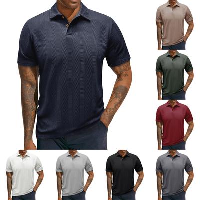 Men's Short Sleeved Lapel Collar T-shirt Casual Round Neck Top