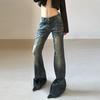 Vintage Jeans Woman Low Rise Rivet Stitching Trousers