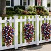 Artificial Red White Blue Flowers, Patriotic Hanging Flowers, UV Resistant Artificial Morning Glory Flowers, Fake Greenery Garland for Home Porch Yard