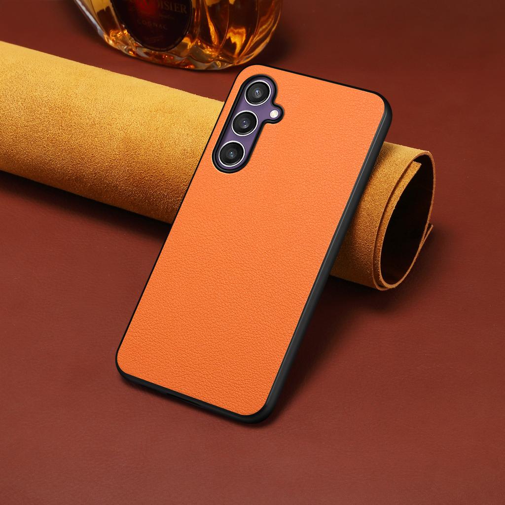 For Samsung Galaxy S25 Case Calf Texture Leather + PC + TPU Phone Cover