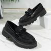 Women's Fashion Chain Decoration Loafers Slip On Soft Sole Office Work Shoes Woman Black Embroidered Platform Oxfords for Women