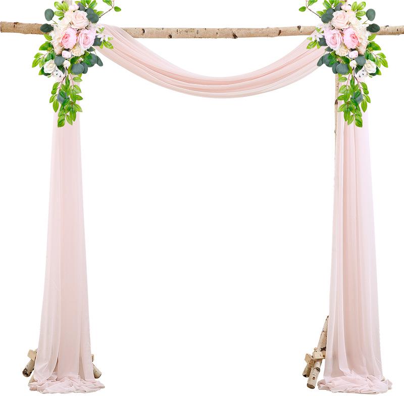 Forest Style Wedding Arch Decoration: Outdoor Lawn Chiffon Gauze Curtains