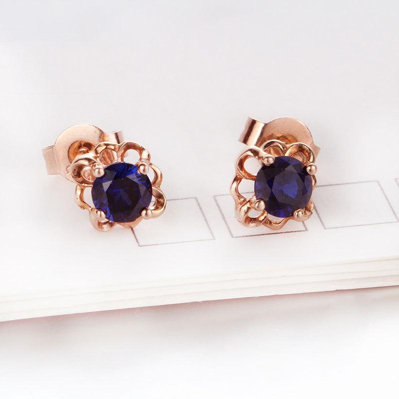 Purple Gold Shiny Blue Stone Stud Earrings Plated Rose Gold Women S Fashion Color Gold Plated Stud Earrings