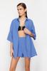 Women's Top-Bottom Set Fashion New Season Beige Woven Linen Blended Shirt Shorts Set