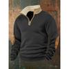 New Sweater Retro Splicing Embroidered Semi-open Placket Men's Long-sleeved Sweater