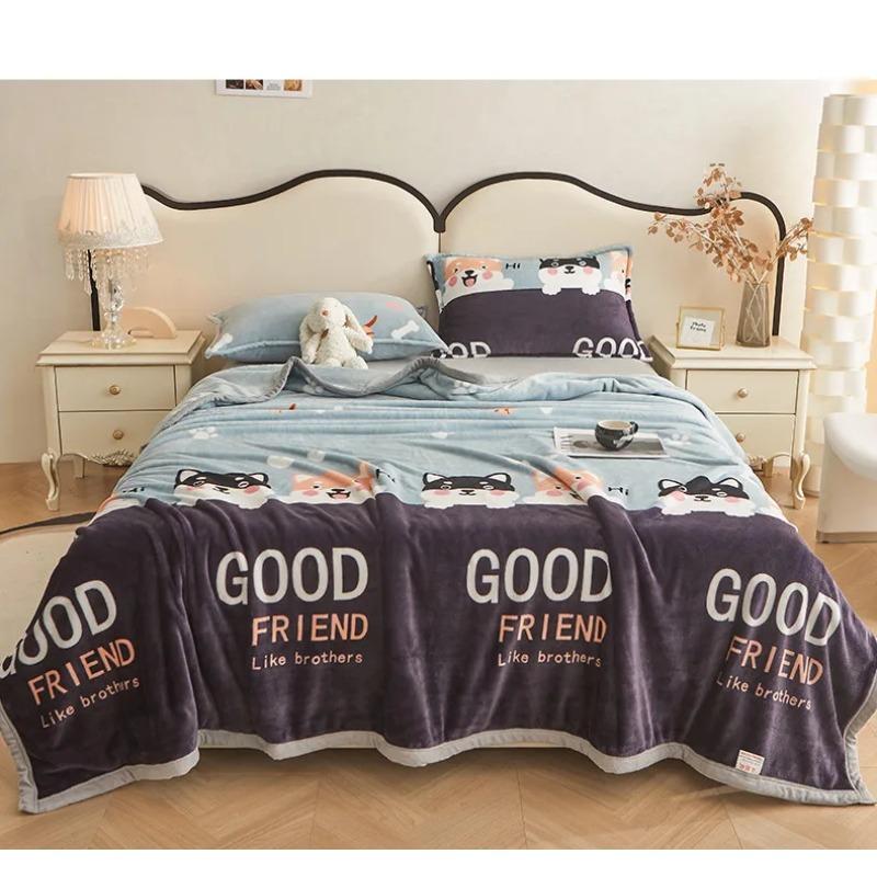 New Milk Fiber Printed Blanket 300G Cloud Mink Velvet Cover Blanket