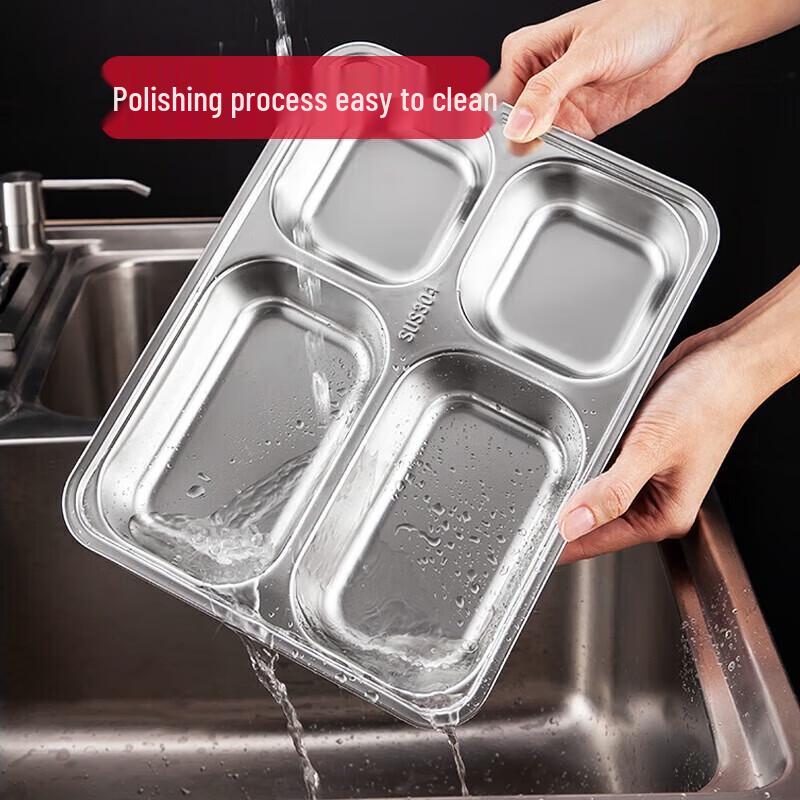 MAXCOOK 304 Stainless Steel 4-Compartment Lunch Box