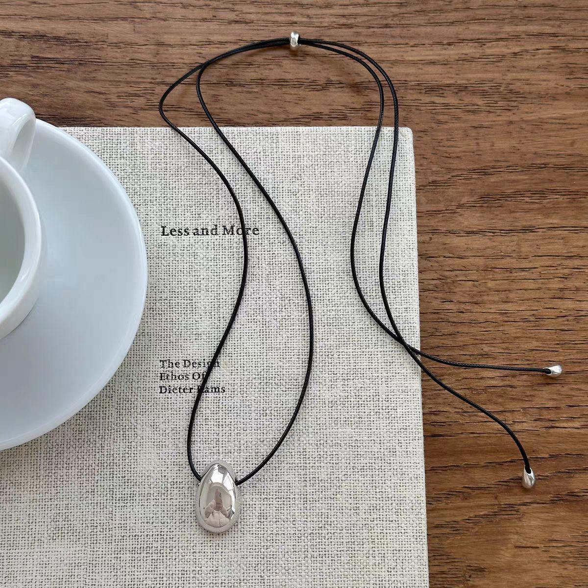 Autumn/Winter Silver Water Drop Pendant: Elegant Korean/Japanese Design Sweater Chain серебряный