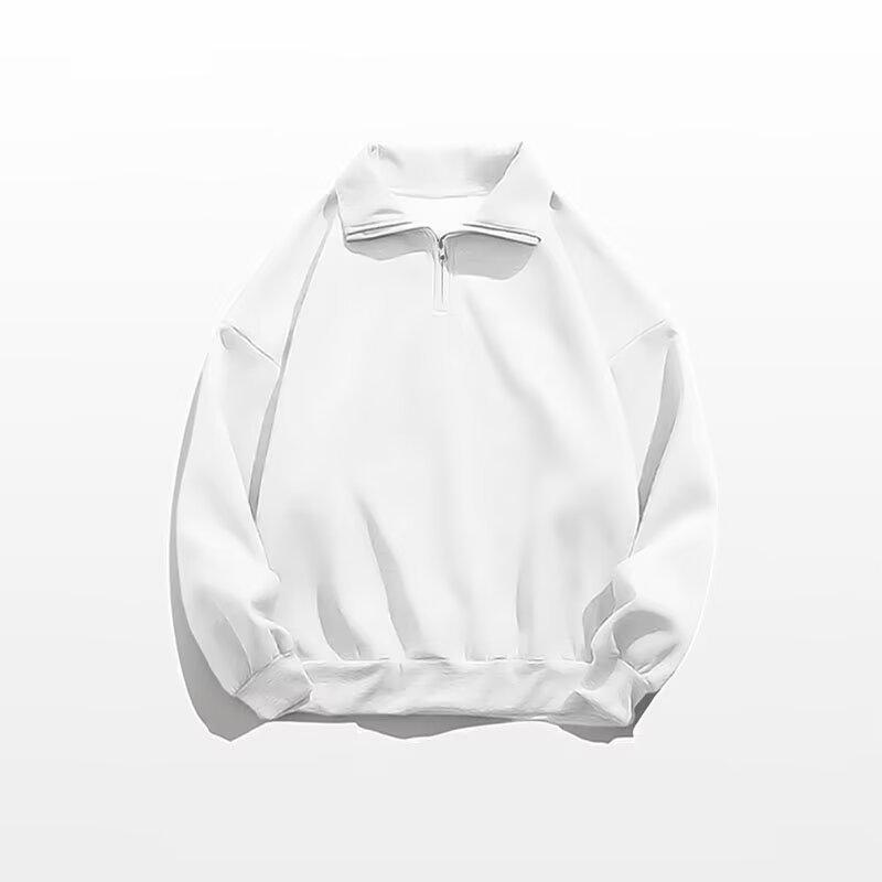 

Мужская осенняя уличная толстовка-поло с высоким воротником и полумолнией L белый