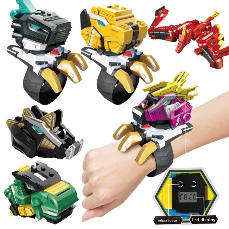 Mini Force Dinosaur Robot Model Transformable Watch Toy With Battery Power