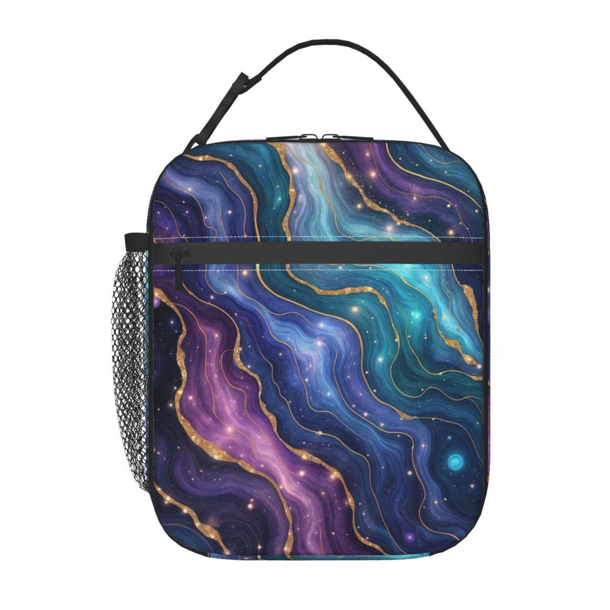 

Blue Purple Gilded Luxury Gold Marble Insulated Lunch Bag for Women Cooler Thermal Food Box Tote Portable Lunch Boxes Container One Size