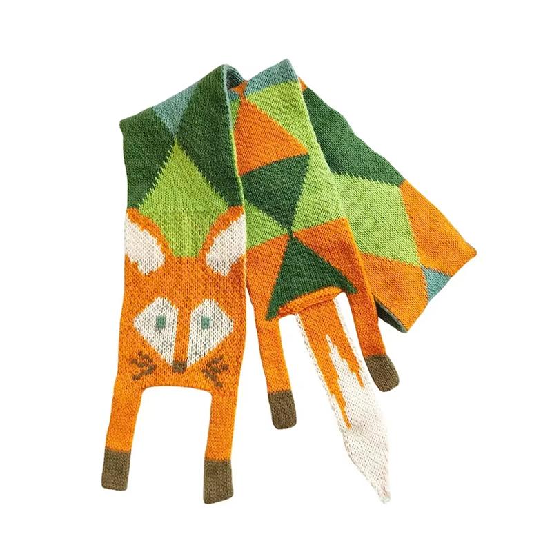 Herbst und Winter Damen Fuchs Cartoon Schal Warmer Handgestrickter Schal Tiermotiv Niedlich Schlicht Bekleidungszubehör