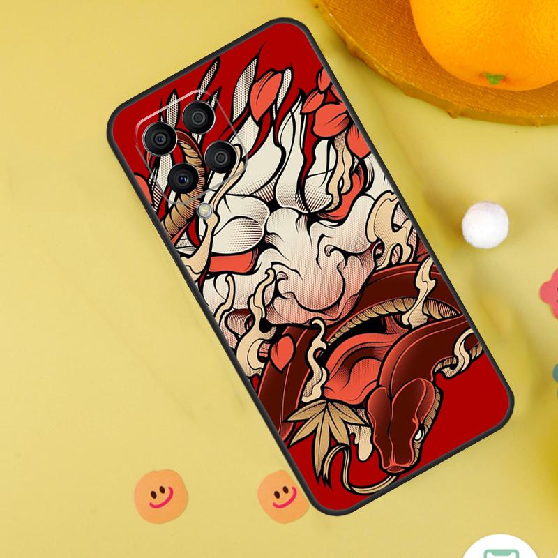 Japanese Hannya Oni Mask For Samsung Galaxy M54 M34 M14 M12 M32 M52 M53 M33 M13 M20 M21 M51 M15 M55 M31s M30s Case