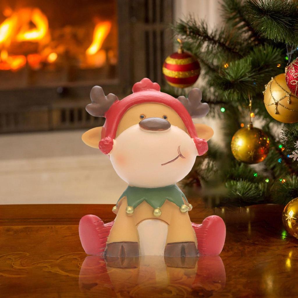 Christmas Decoration Figurines Animal Figurines Cute Miniatures Ornaments for Tabletop Christmas Bedroom Party Indoor Home
