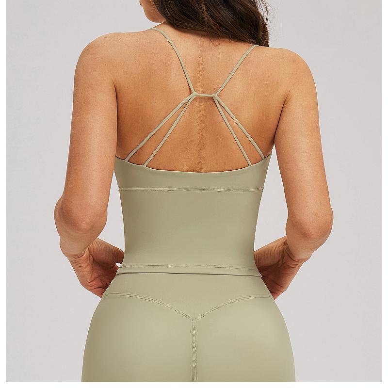 Nouveau débardeur de yoga d'été pour femmes avec dos creux et bretelles fines, débardeur tendance, sous-vêtement de sport, loisirs, course à pied