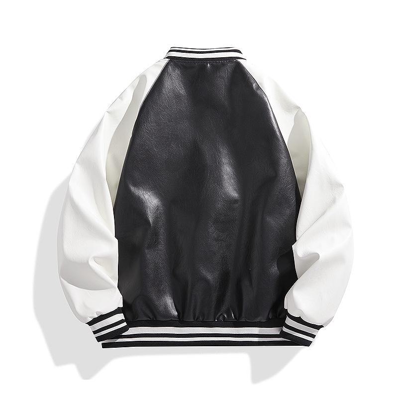 Men's American Retro PU Leather Baseball Jacket - Spring/Autumn Pilot Style