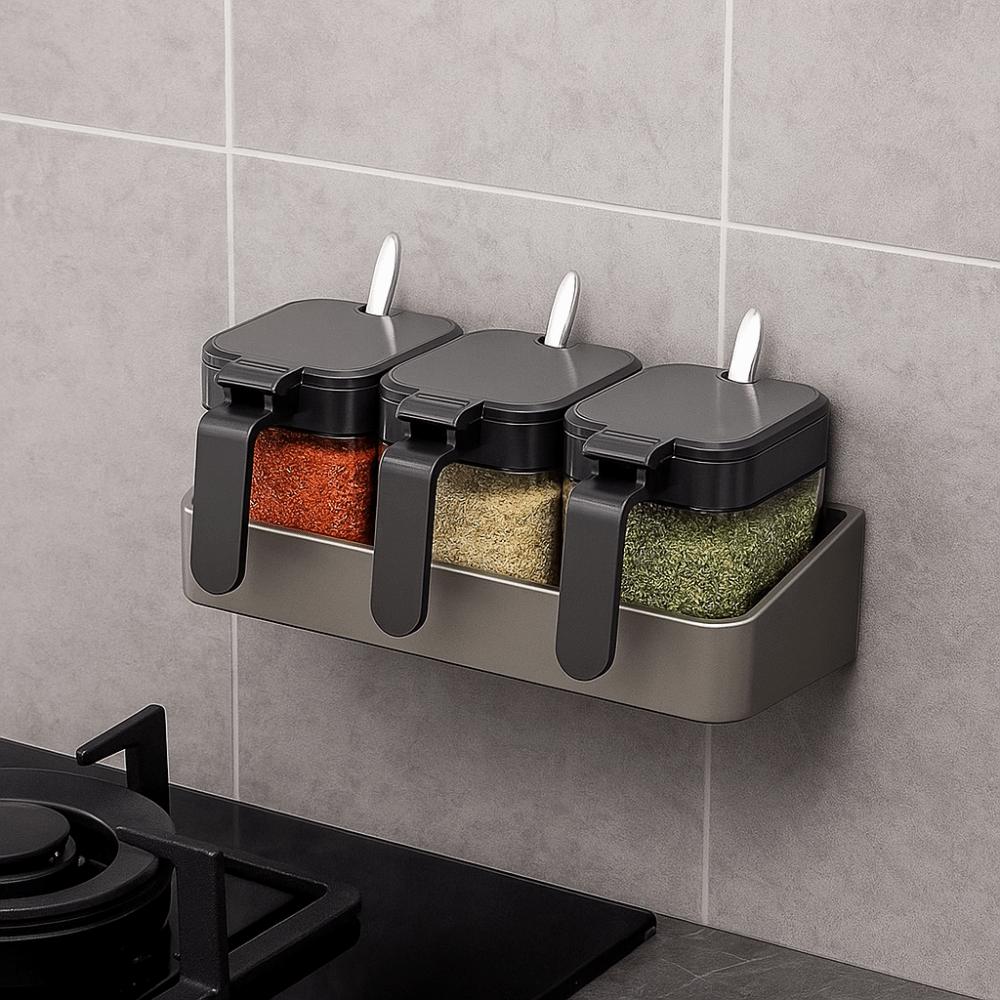 Free Punching Spice Jar No-Drill Installation No-Drill Organizer  Spice Organization