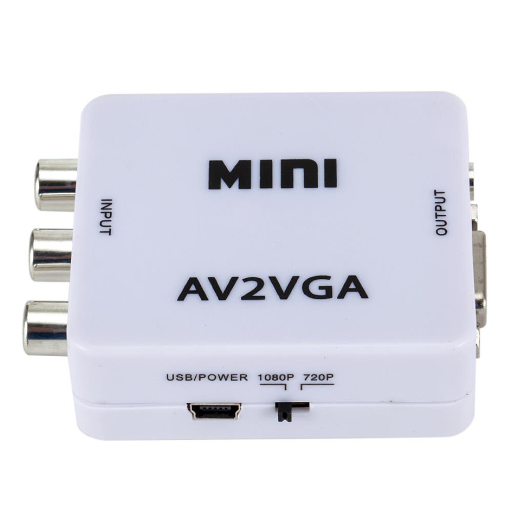 PzzPss 1080P Mini Video Convertor RCA AV To VGA Video Converter Conversor with 3.5mm Audio AV2VGA / CVBS + Audio To PC HDTVGood Product