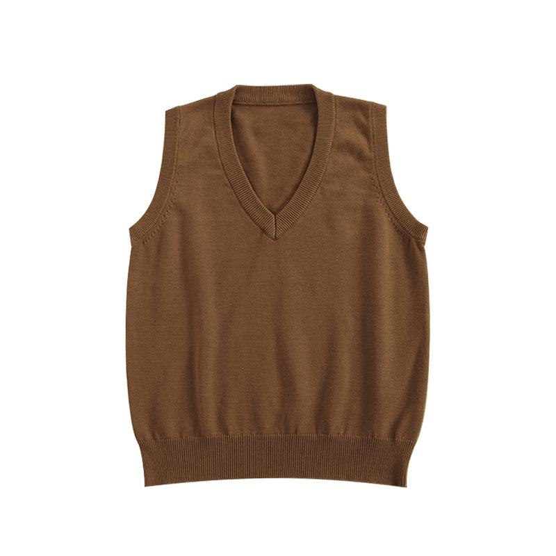 Maglione Gilet Scolastico Uniforme JK Scolastica Collo a V Basic Monocolore Abbigliamento in Maglia per Studentessa
