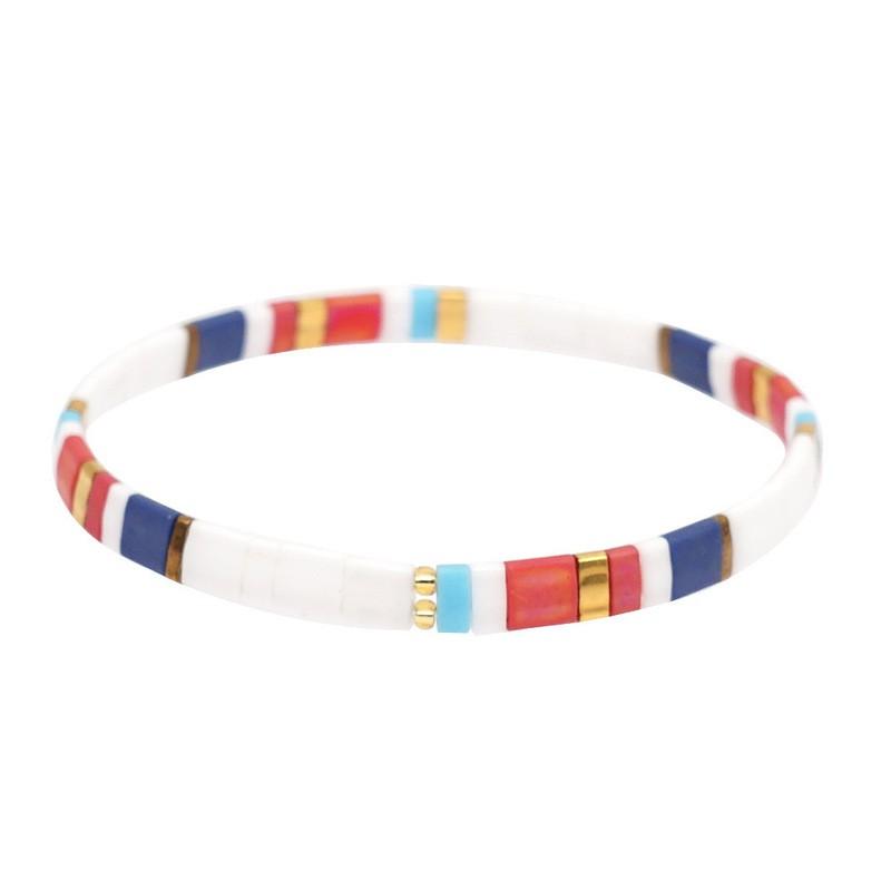 Boho Style Tila Bead Rainbow Braided Bracelet Couples Handmade Geometric Charm Jewelry